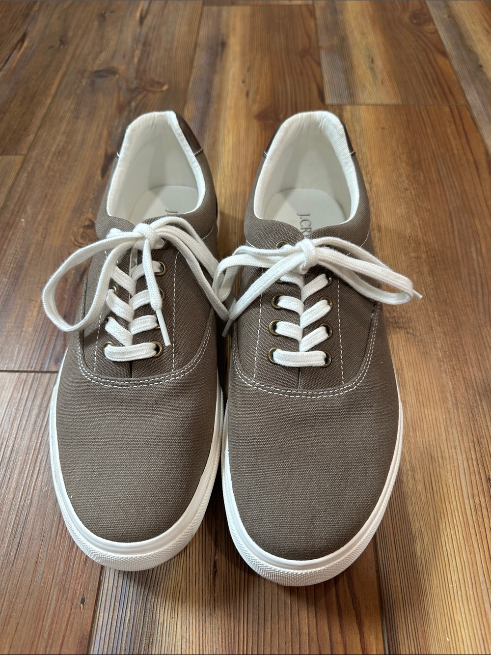 J. Crew Brown Canvas Lace-Up Sneakers with White Soles
